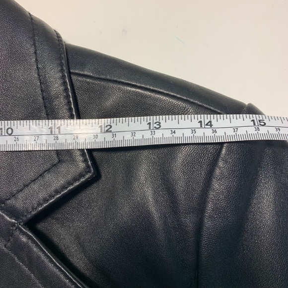 Vintage Tristan & Iseult Genuine Leather Jacket XS Black Fitted Lined Statement - Picture 12 of 16